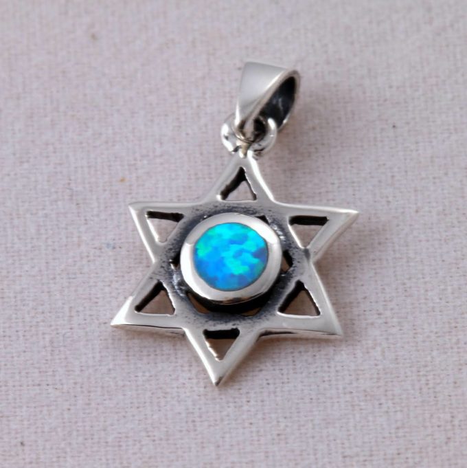 Traditional Eilat Stone Star of David Pendant