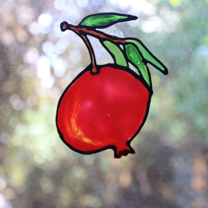 Pomegranate Hand Painted Window Art Decal