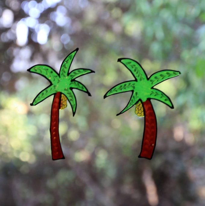 Date Palm Tree Hand Painted Window Art