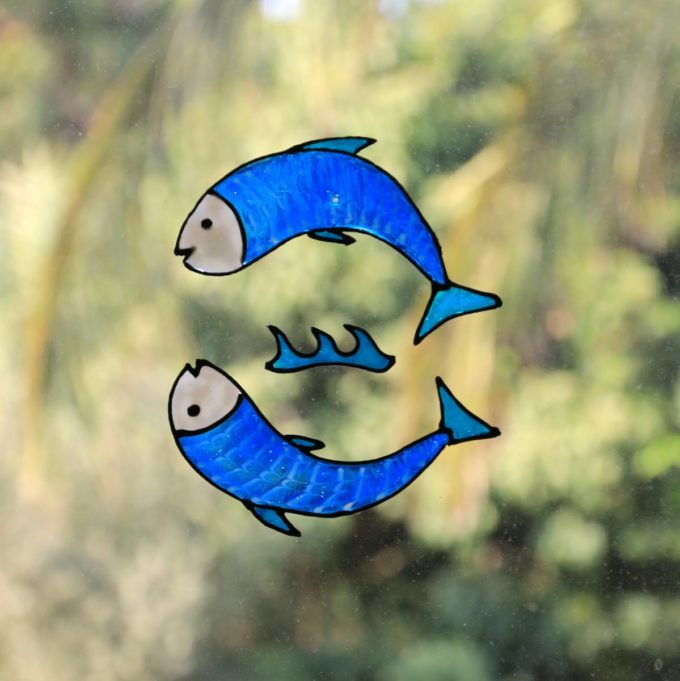 Two Fish Hand Painted Window Art