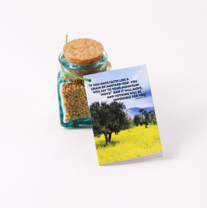 Mustard “Seeds of Faith” in a Glass Jar w/card