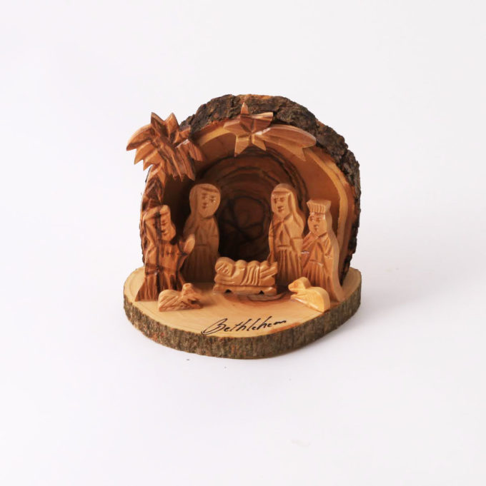 Hand Carved Olive Wood Nativity Scene. Holy Family Included.