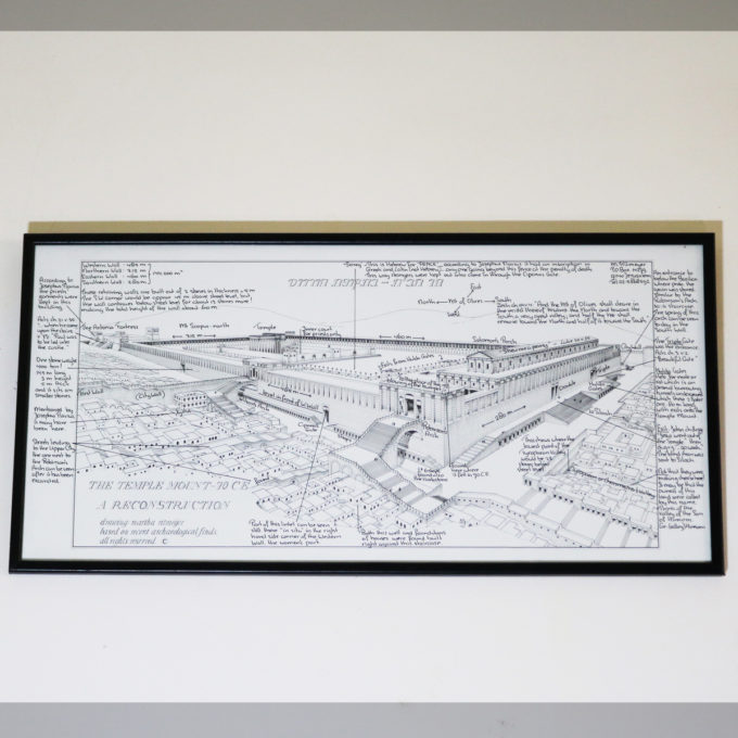 Black and White Architectural Drawing of the Temple Mount 70AD (from the west)