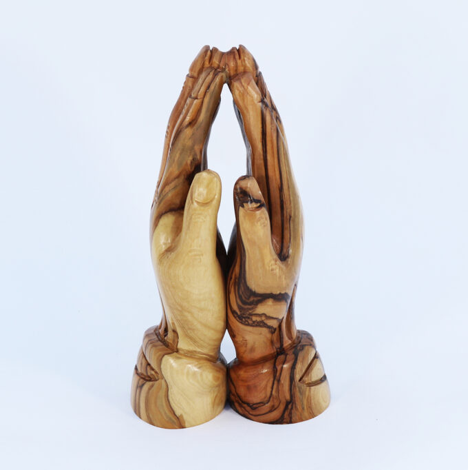 Hand Carved Olive Wood Praying Hands Statue